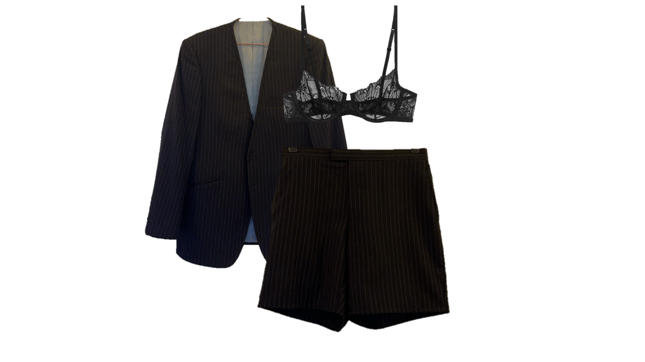 Pinstripe Collarless Blazer