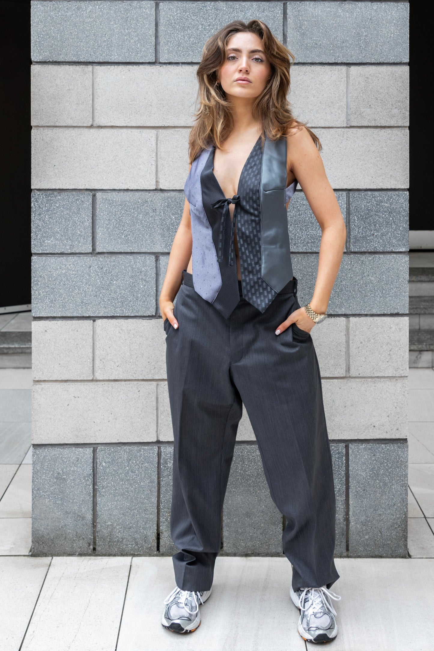 Grey Oversized Suit Trousers